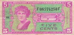 USA MPC Series 541 p.M36 5 Cents 1958 F